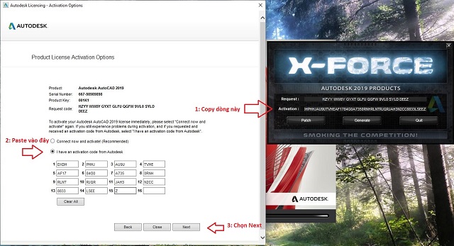 Copy Activation, dán vào 16 ô trống và chọn "Next" để tiếp tục Copy Activation, dán vào 16 ô trống và chọn "Next" để tiếp tục
