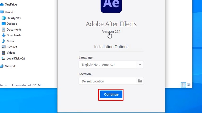 After Effects 2025: Cài Dễ, Link Tải Cực Nhanh 11 Bấm Continue